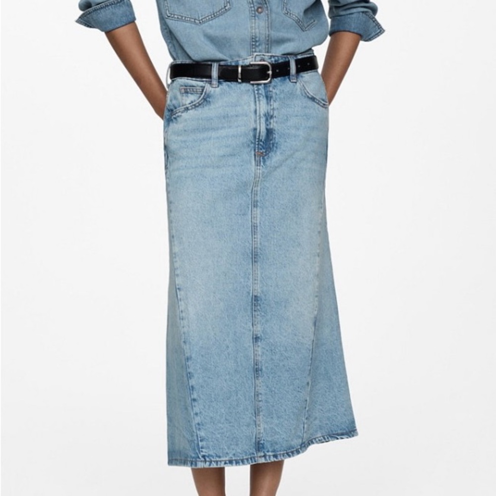 MANGO Women’s slit denim skirt